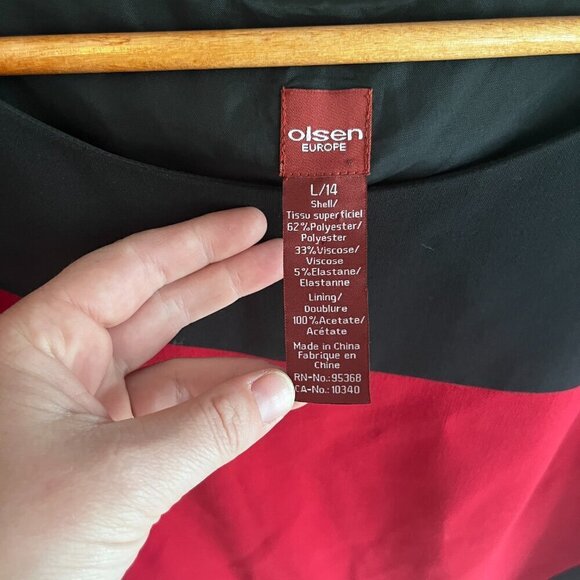 OLSEN EUROPE Y2K colourblock sleeveless black red dress size L / 14 semi formal - Picture 6 of 9
